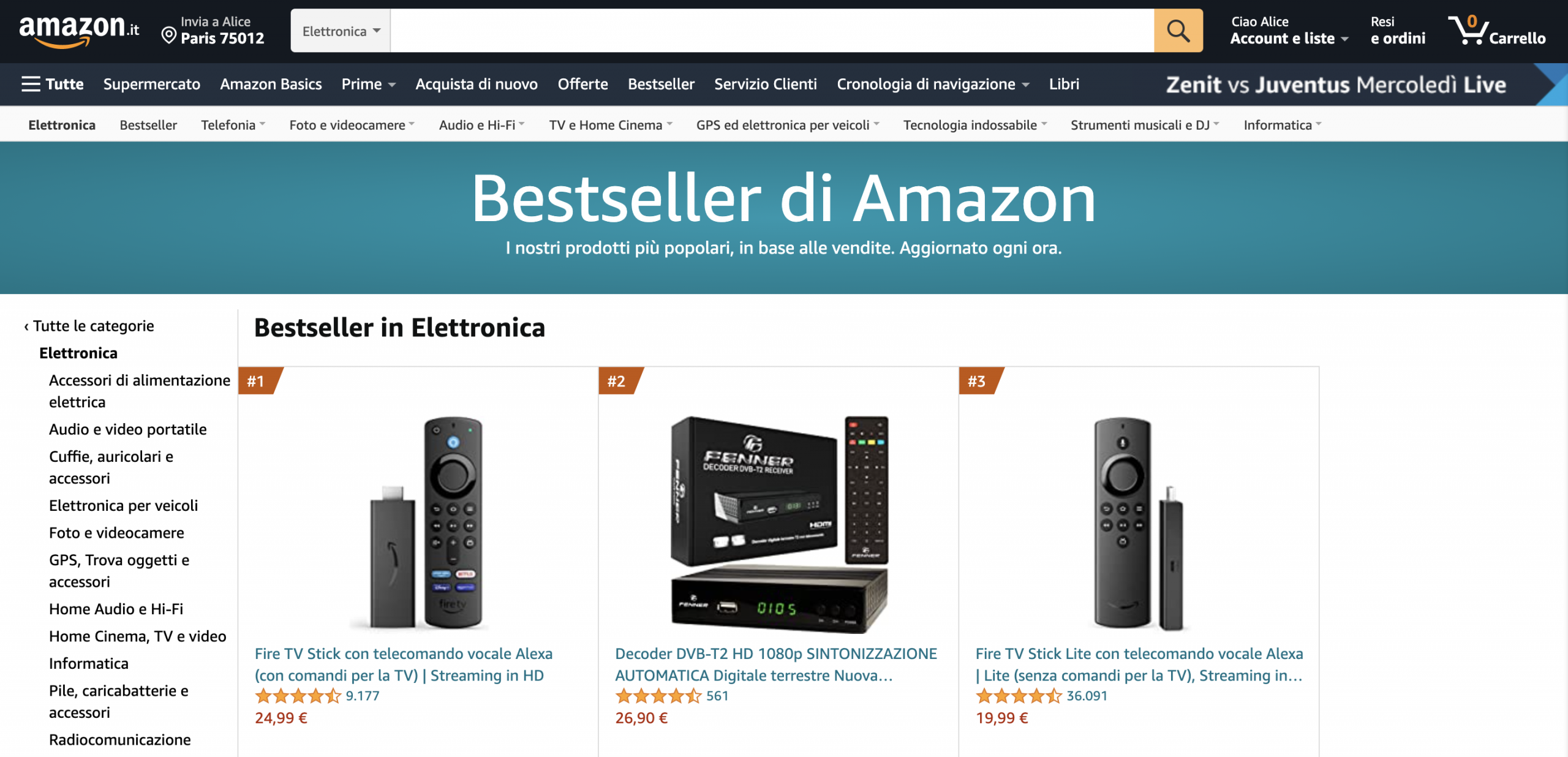 Amazon: indicazione di best seller come tattica di riprova sociale.
