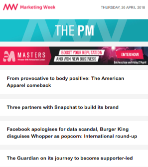 Esempi di newsletter per il tuo e-commerce: Marketing Week (The PM).