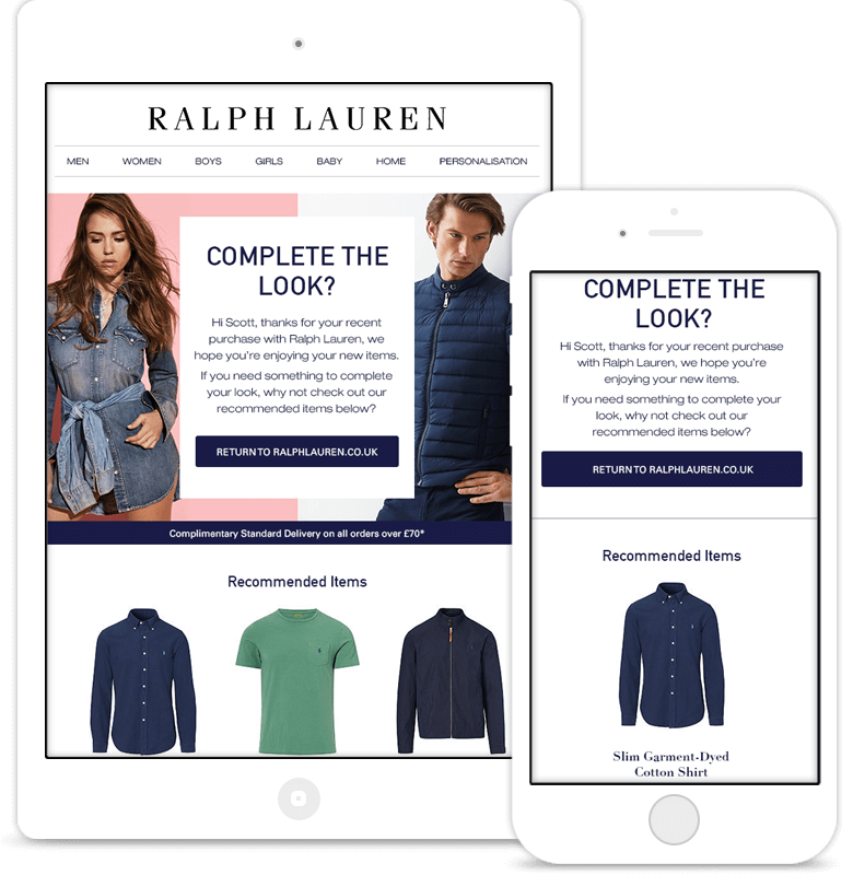 SaleCycle per Ralph Lauren: e-mail post acquisto di cross-selling e upselling.