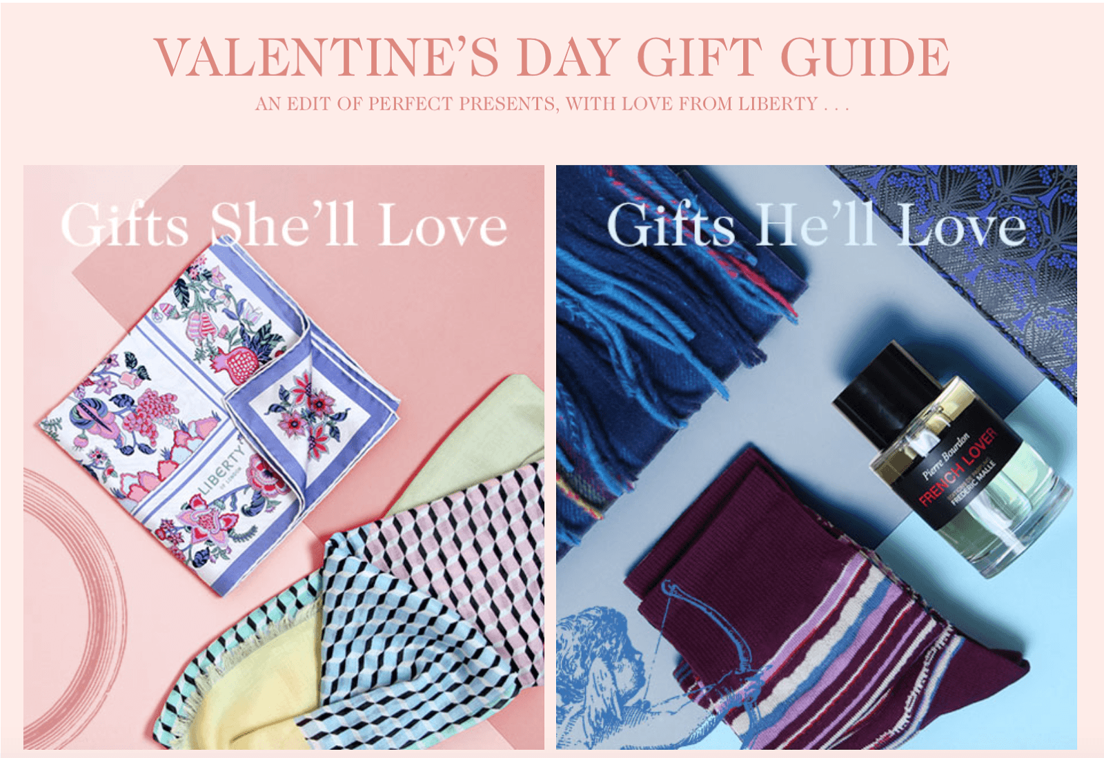 Sezione "Guida ai regali" on-site come tattica per aumentare vendite e conversioni a San Valentino.