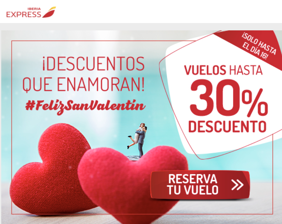 Marketing en San Valentín - Descuentos de Iberia