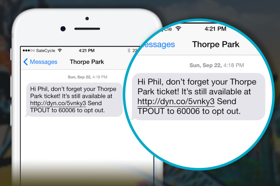 SaleCycle per Thorpe Park: campagna di SMS di remarketing.