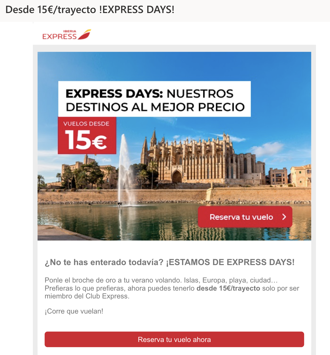 Ejemplo de newsletter de Iberia