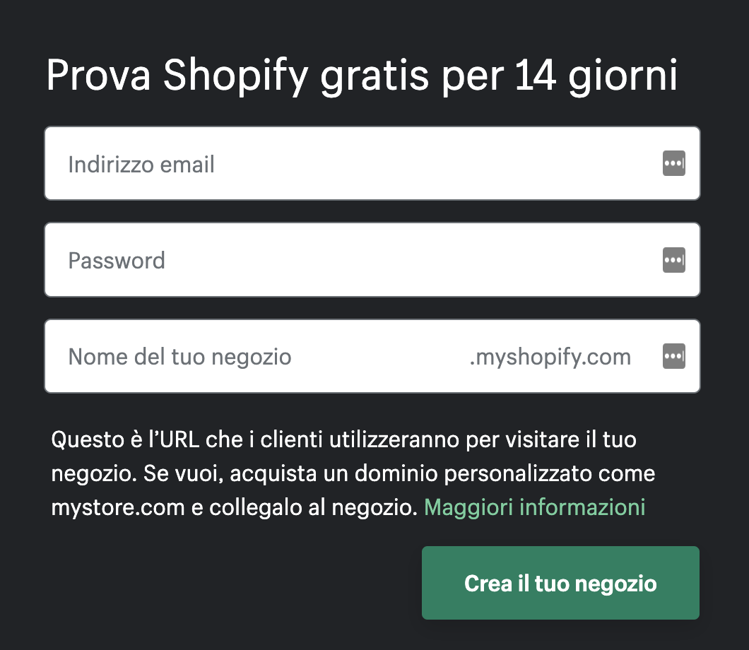 Shopify: accesso a una versione di prova gratuita come strategia di lead generation.