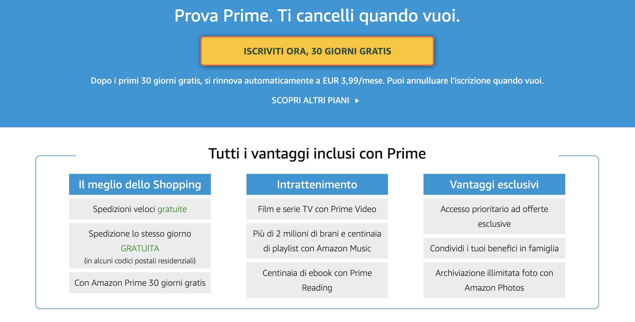 Esempio di programma fedeltà su abbonamento: Amazon Prime di Amazon.