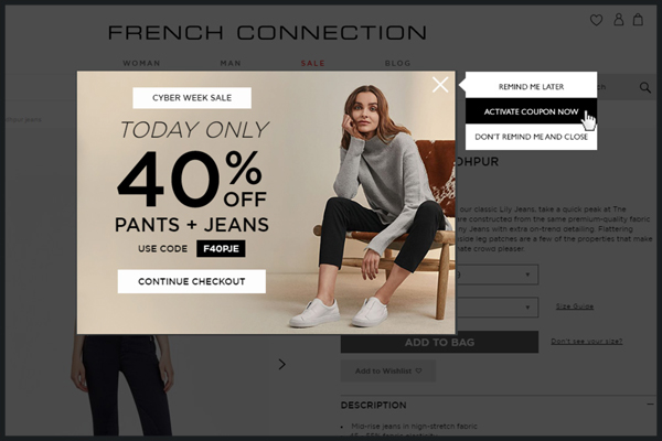 French Connection: esempio di remarketing on-site.