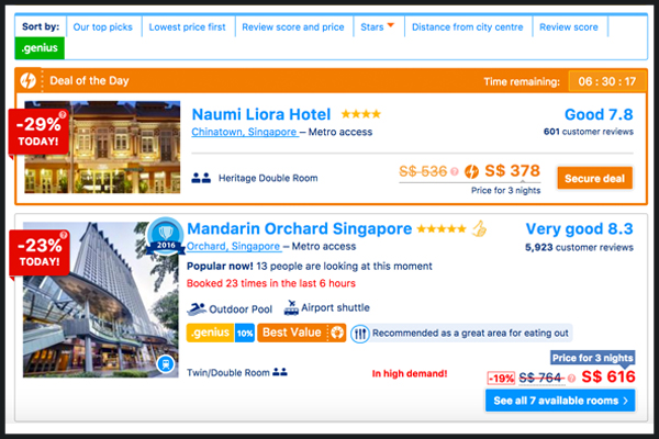 Booking.com: esempio di remarketing on-site.